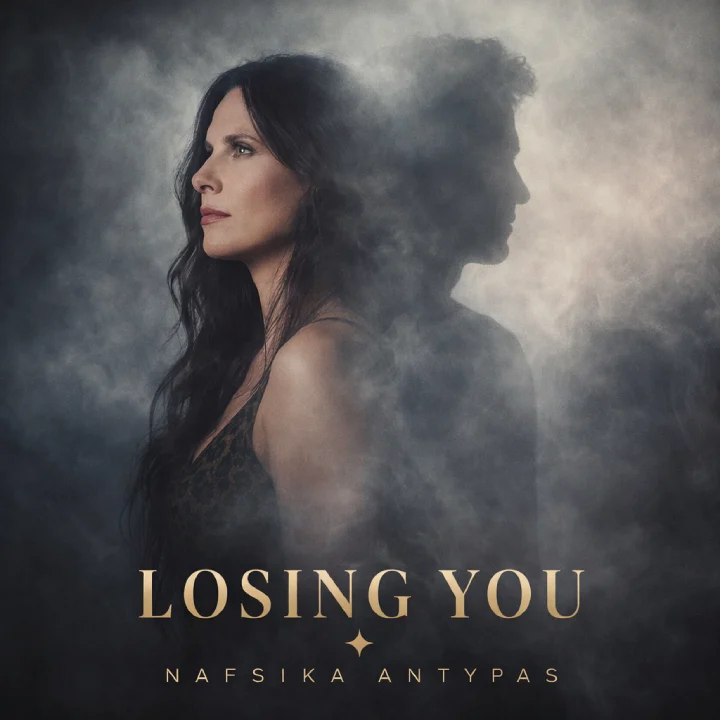 Woman with long dark hair surrounded by smoke and a shadowy figure, with Losing You text.